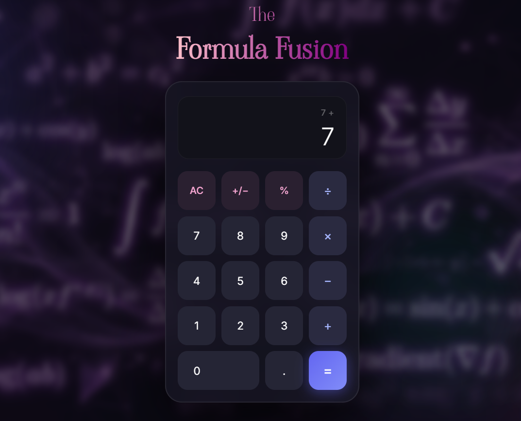 Formula Fusion calculator interface