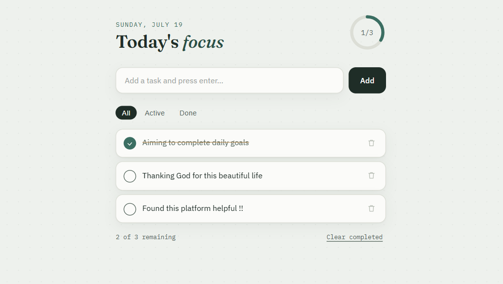 GoalGrid task and goal tracker interface